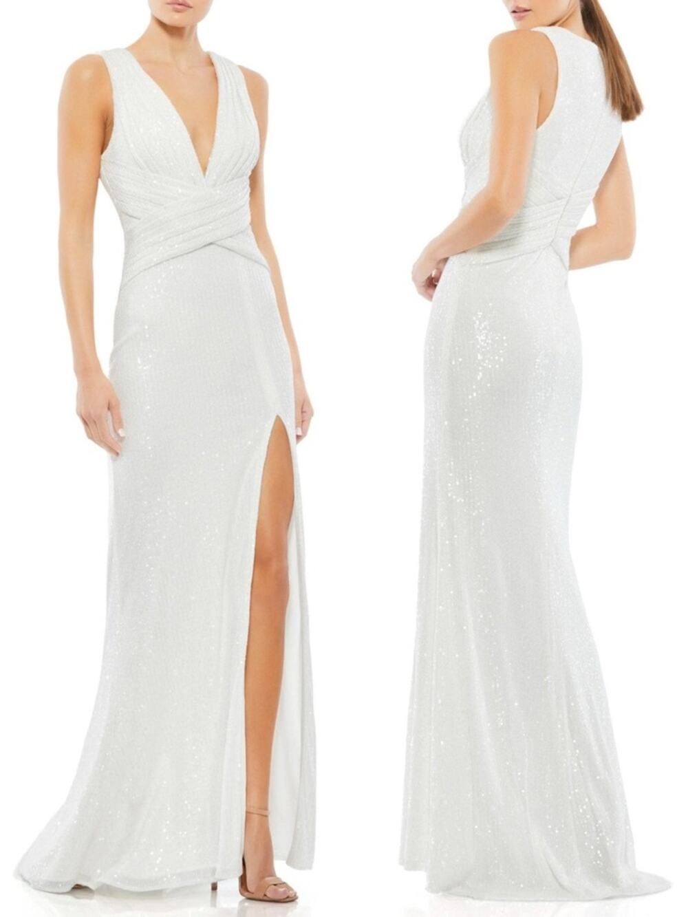 Mac Duggal 26598 V Neck Sequin Wrap Waist Gown - NWT NEW